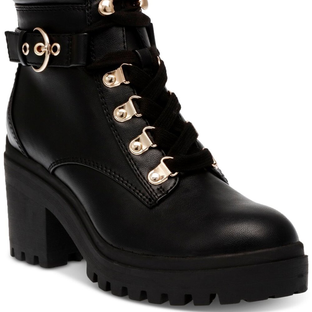 NWOT Wild Pair Women's Bridgitt Lace-up Side-Zip Lug-Sole Booties - Picture 7 of 7